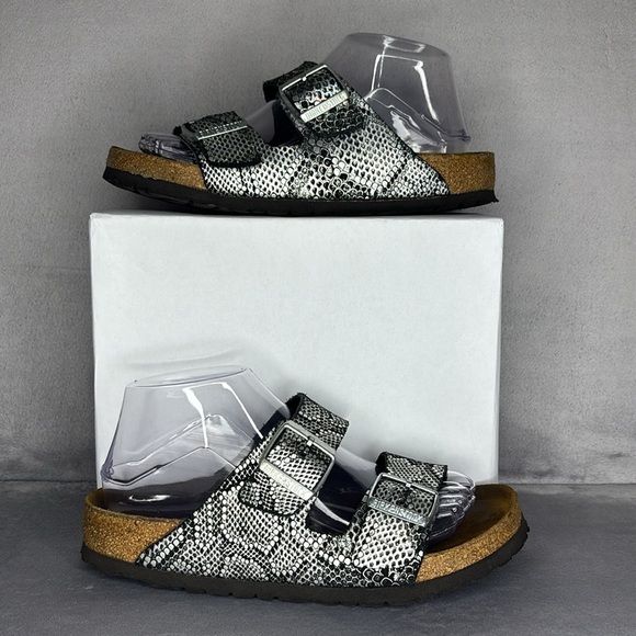 🔥🔥🔥Birkenstock Black and Gray Comfort Sandals Size: 7-7.5/38 - Picture 1 of 9